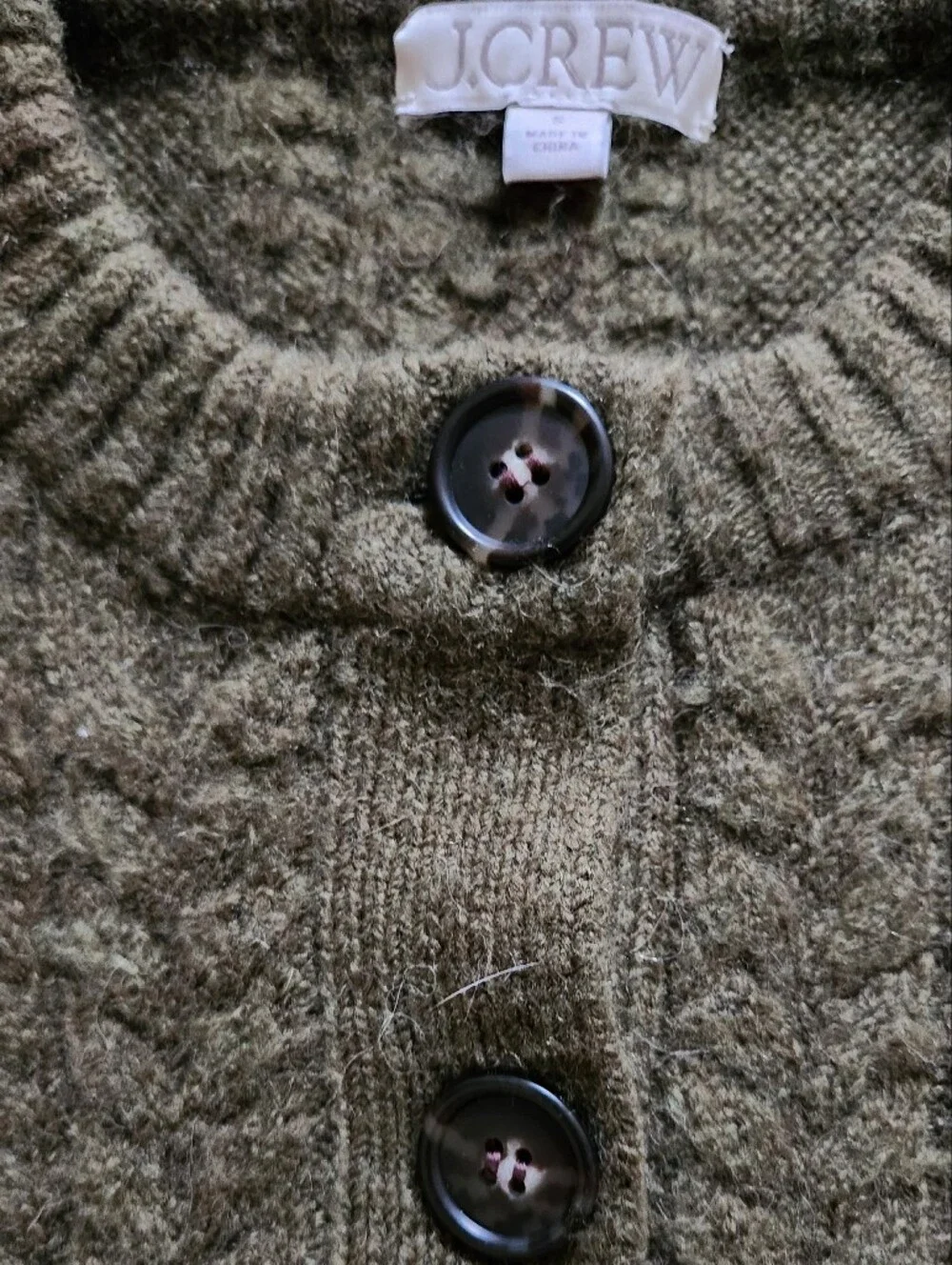 J Crew Relaxed Cable Knit Cardigan Merino Wool Alpaca Layered Oversized Cozy S